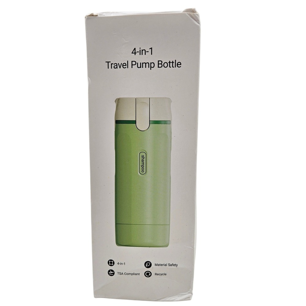 4-in-1 Travel Pump Bottle Set Green TSA Compliant Refillable Toiletry Organizer